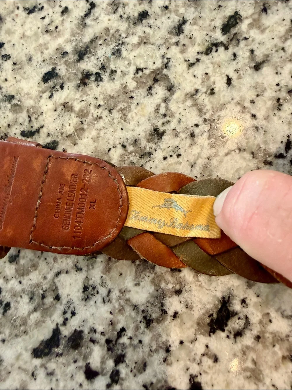 Tommy Bahama Woven Genuine Leather Belt Size XL 42-44 Brown